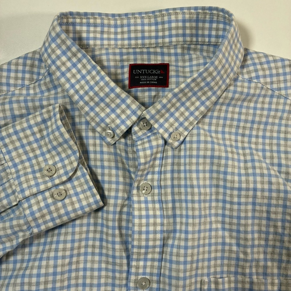 UNTUCKit Shirt‎ 3XL Blue Green Check Button Down Casual Office